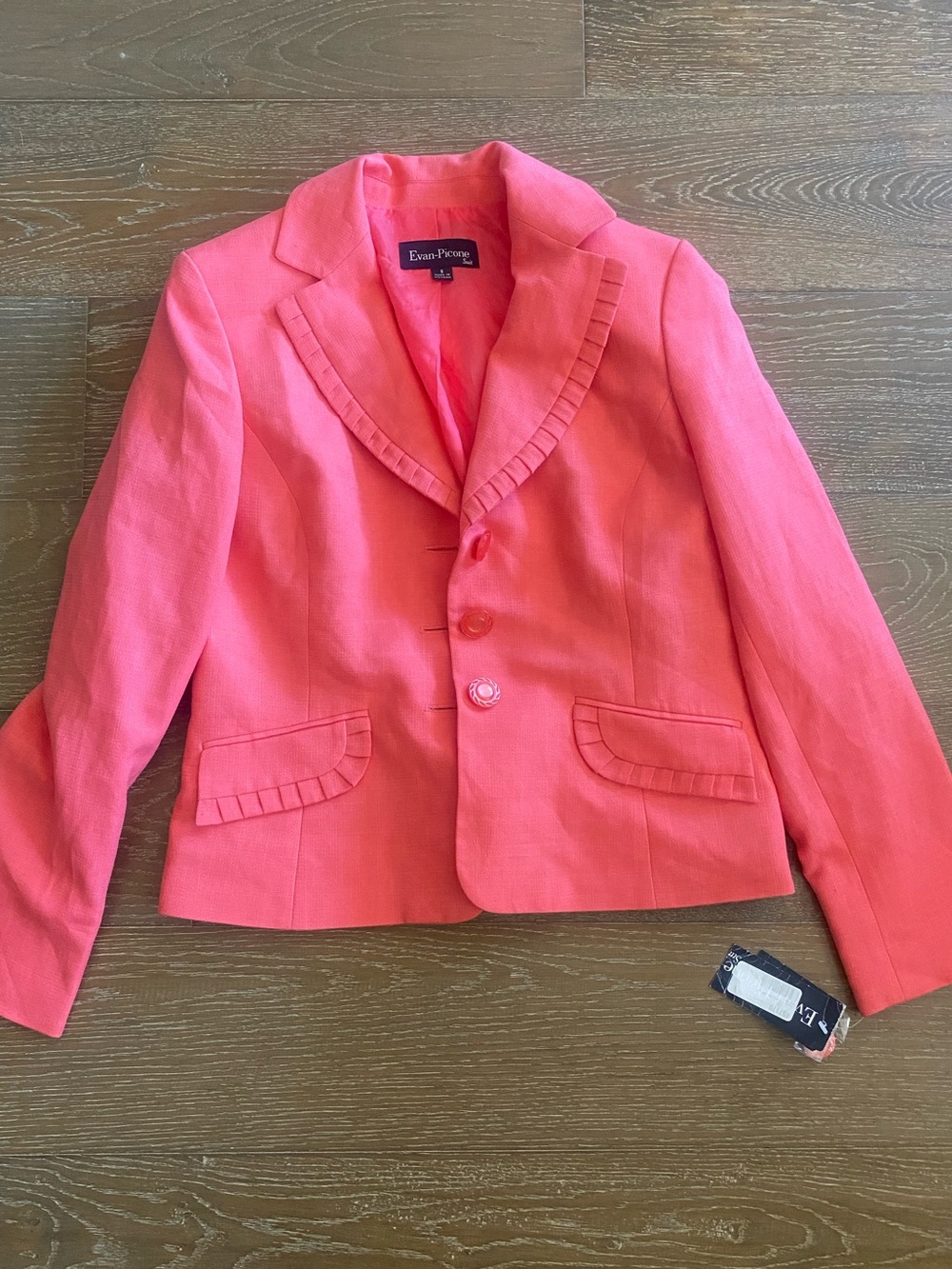 NWT Evan Picone Nordstrom Pink Lined Blazer Jacket Collar Rivets Work Career 6